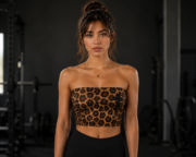 Women's Leopard Print Performance Tube Sports Top – Stylish Workout Crop Top