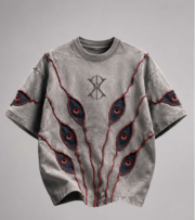 Crimson Eyes Oversized Acid Wash Graphic T-Shirt | Premium Streetwear Unisex Tee