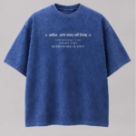 Shiv Oversized Acid Wash Blue T-Shirt | Front Quote & Back Lord Shiva Artwork