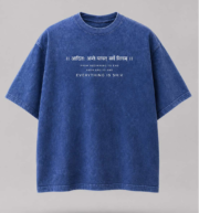 Shiv Oversized Acid Wash Blue T-Shirt | Front Quote & Back Lord Shiva Artwork