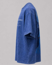 Shiv Oversized Acid Wash Blue T-Shirt | Front Quote & Back Lord Shiva Artwork - Image 2