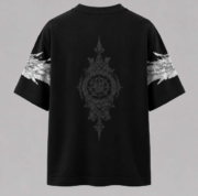 Divine Guardian Oversized Black Graphic T-Shirt | Premium Cotton Angel Warrior Print - Image 2