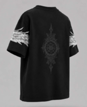 Divine Guardian Oversized Black Graphic T-Shirt | Premium Cotton Angel Warrior Print - Image 5