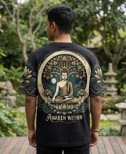 Awaken Within Buddha Oversized T-Shirt – Premium Washed Cotton | Front & Back Spiritual Graphic | Unisex - Image 2