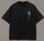 Zenzy Buddha Oversized T-Shirt – Premium Washed Black Cotton | Minimal Front & Vintage Buddha Back Print | Unisex