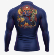 Men's Divine Guardian Compression Full Sleeve T-Shirt – Blue Japanese Mythology Rash Guard | Quick Dry Gym Wear - Image 2
