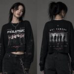 ECLIPSS Oversized Black Graphic Crop Sweatshirt – Front & Back Print | Unisex Streetwear