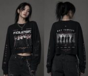 ECLIPSS Oversized Black Graphic Crop Sweatshirt – Front & Back Print | Unisex Streetwear